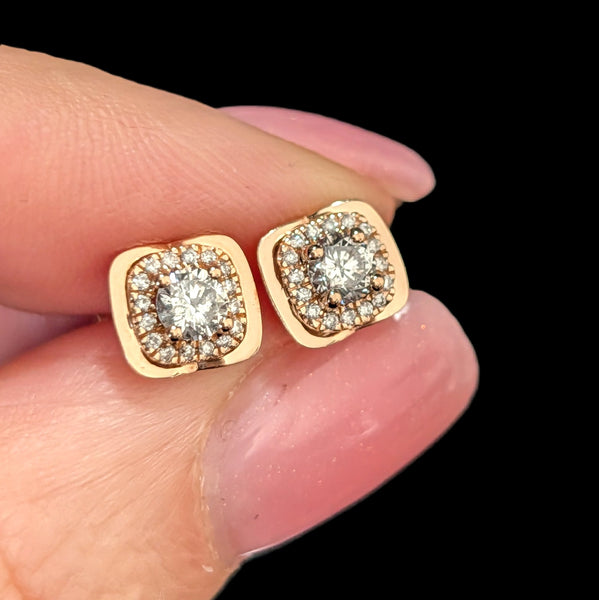 Winslow - Diamonds 14k Rose Gold Stud Earrings Screw Backs