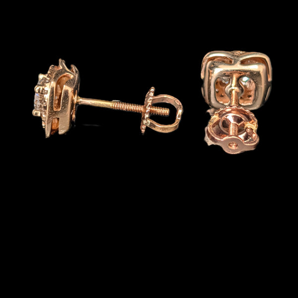 Winslow - Diamonds 14k Rose Gold Stud Earrings Screw Backs