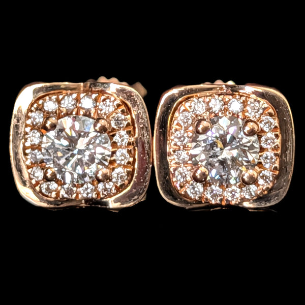 Winslow - Diamonds 14k Rose Gold Stud Earrings Screw Backs
