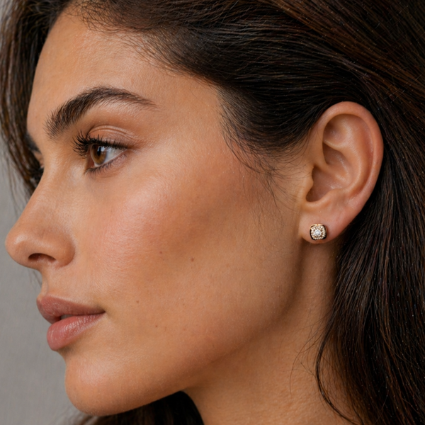 Winslow - Diamonds 14k Rose Gold Stud Earrings Screw Backs