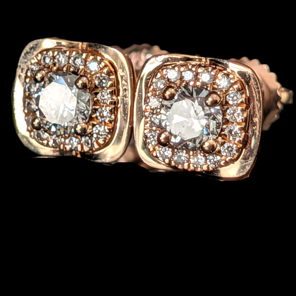 Winslow - Diamonds 14k Rose Gold Stud Earrings Screw Backs