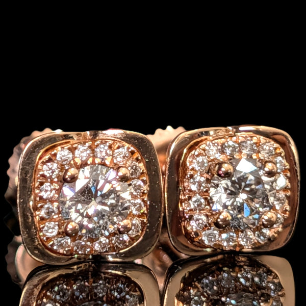 Winslow - Diamonds 14k Rose Gold Stud Earrings Screw Backs