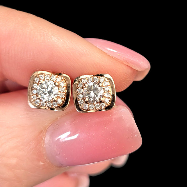 Winslow - Diamonds 14k Rose Gold Stud Earrings Screw Backs