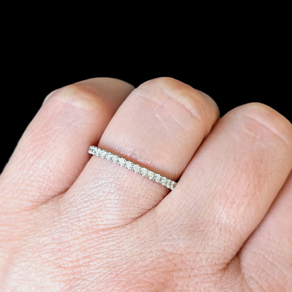 Estate Natural Diamonds 14k White Gold Band Ring 50% Eternity Wedding Anniversary 
