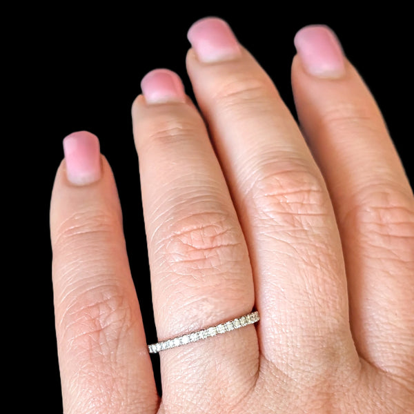 Estate Natural Diamonds 14k White Gold Band Ring 50% Eternity Wedding Anniversary 