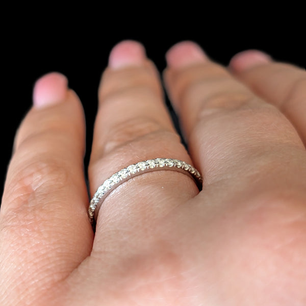 Estate Natural Diamonds 14k White Gold Band Ring 50% Eternity Wedding Anniversary 