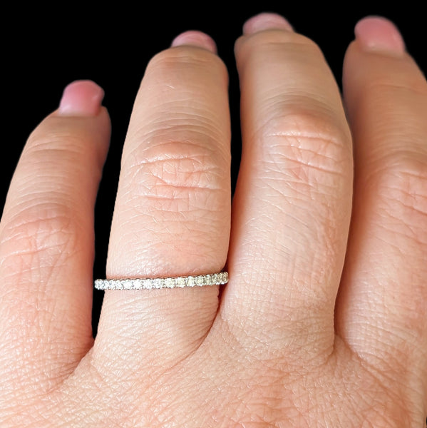 Estate Natural Diamonds 14k White Gold Band Ring 50% Eternity Wedding Anniversary 