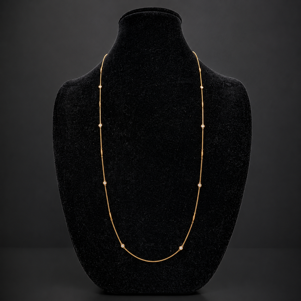 ROBERTO COIN Barocco 36" 18K Rose Gold Bezel Diamond & Barrel Station Necklace