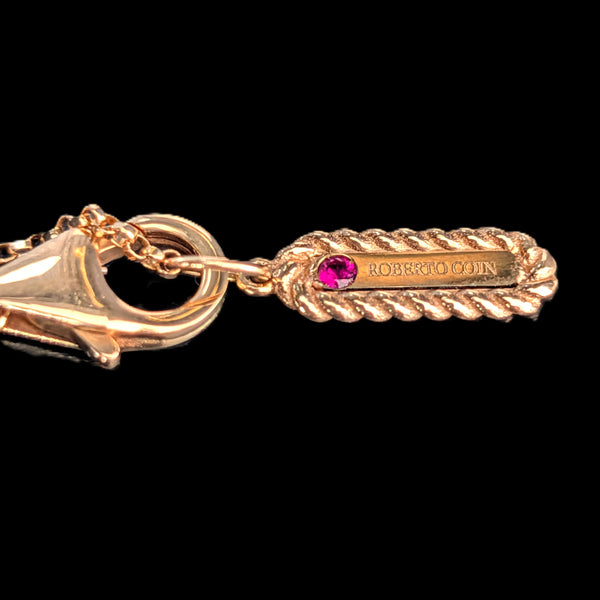 ROBERTO COIN Barocco 36" 18K Rose Gold Bezel Diamond & Barrel Station Necklace