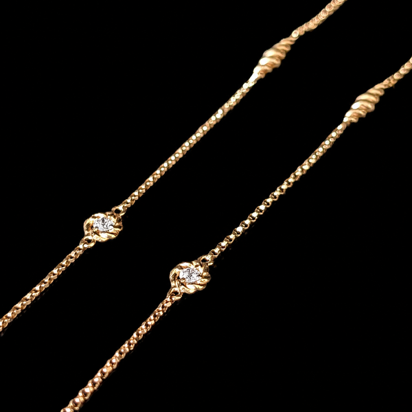 ROBERTO COIN Barocco 36" 18K Rose Gold Bezel Diamond & Barrel Station Necklace