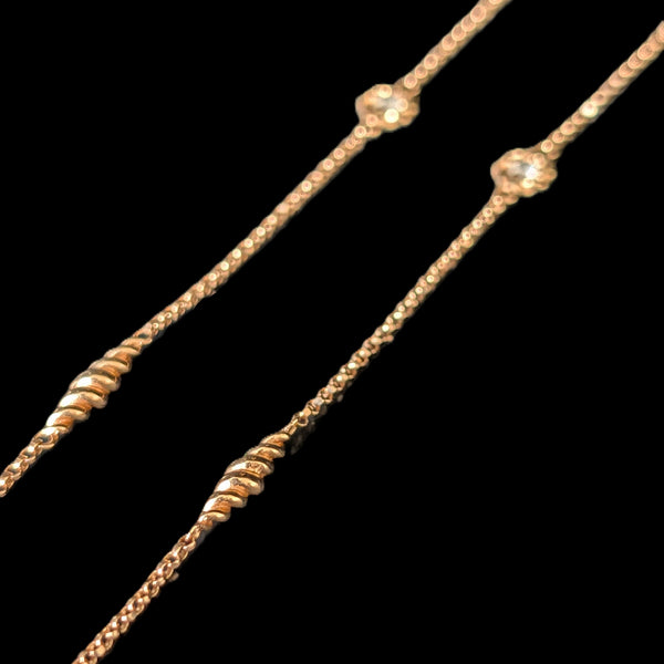 ROBERTO COIN Barocco 36" 18K Rose Gold Bezel Diamond & Barrel Station Necklace