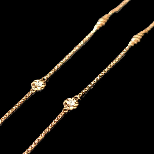 ROBERTO COIN Barocco 36" 18K Rose Gold Bezel Diamond & Barrel Station Necklace
