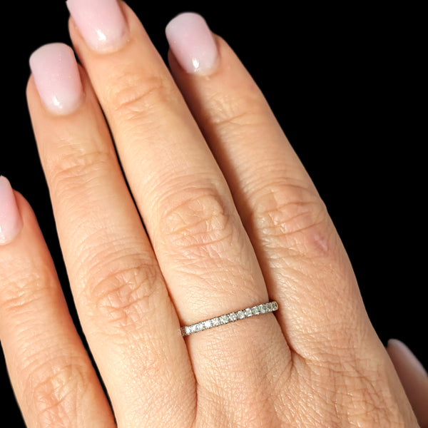 Estate Natural Diamonds 14k White Gold Band Ring 50% Eternity Anniversary Wedding 