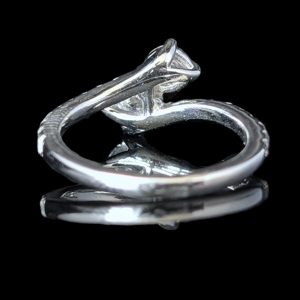 Estate Diamonds 14k White Gold Bypass Two Stone Ring Toi At Moi Anniversary Gift