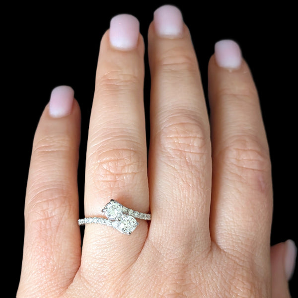 Denia - Estate Diamonds 14k White Gold Bypass Ring