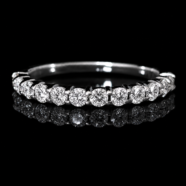 Estate Natural Diamonds 14k White Gold Band 50%Eternity Ring Wedding Anniversary 