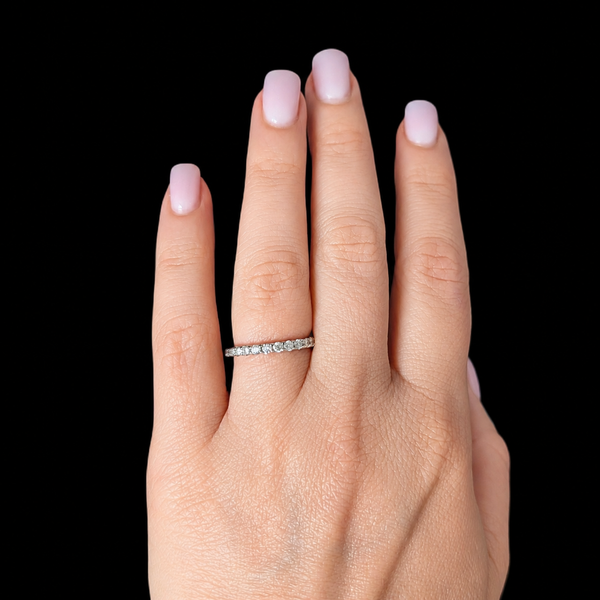 Estate Natural Diamonds 14k White Gold Band 50%Eternity Ring Wedding Anniversary 