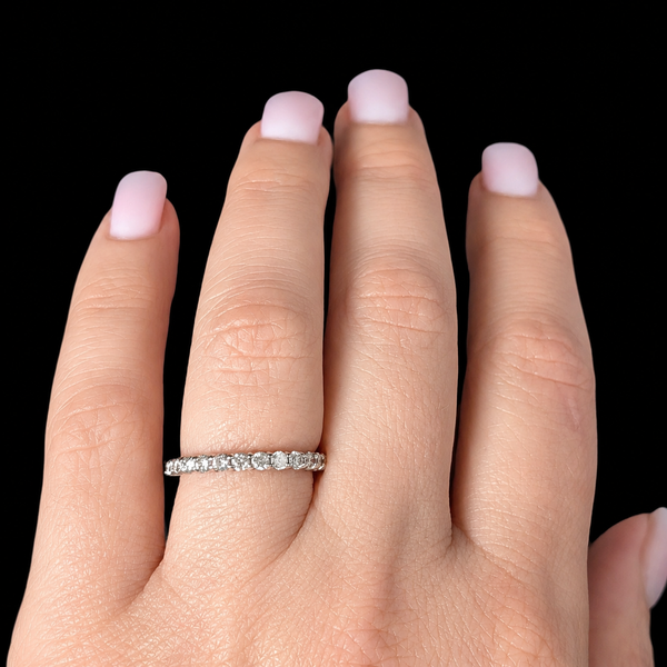 Estate Natural Diamonds 14k White Gold Band 50%Eternity Ring Wedding Anniversary 