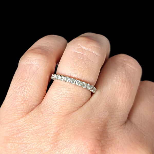 Estate Natural Diamonds 14k White Gold Band 50%Eternity Ring Wedding Anniversary 