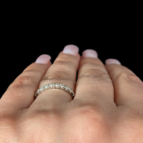 Estate Natural Diamonds 14k White Gold Band 50%Eternity Ring Wedding Anniversary 