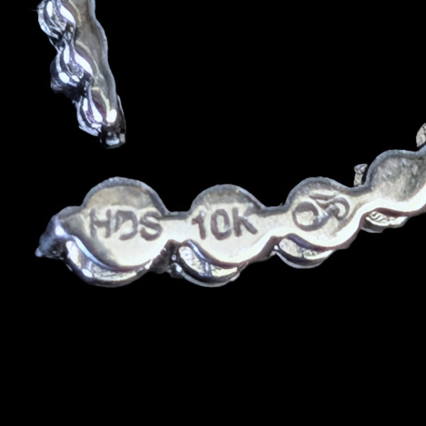 Estate Open Heart Diamonds 10k White Gold Necklace Pendant on Chain Gift Vintage