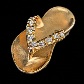 Estate Diamonds 14k Yellow Gold Flip Flop Sandal Pendant Estate Jewelry Gift