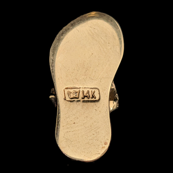 Estate Diamonds 14k Yellow Gold Flip Flop Sandal Pendant Estate Jewelry Gift