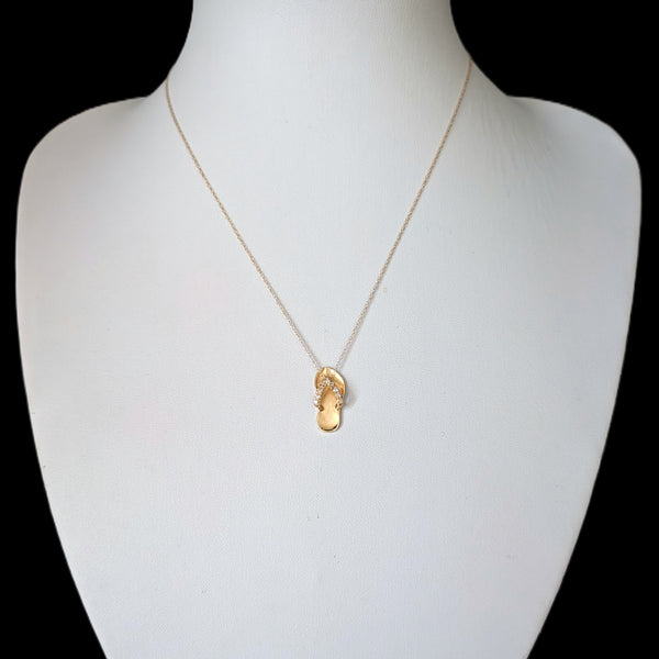 Estate Diamonds 14k Yellow Gold Flip Flop Sandal Pendant Estate Jewelry Gift