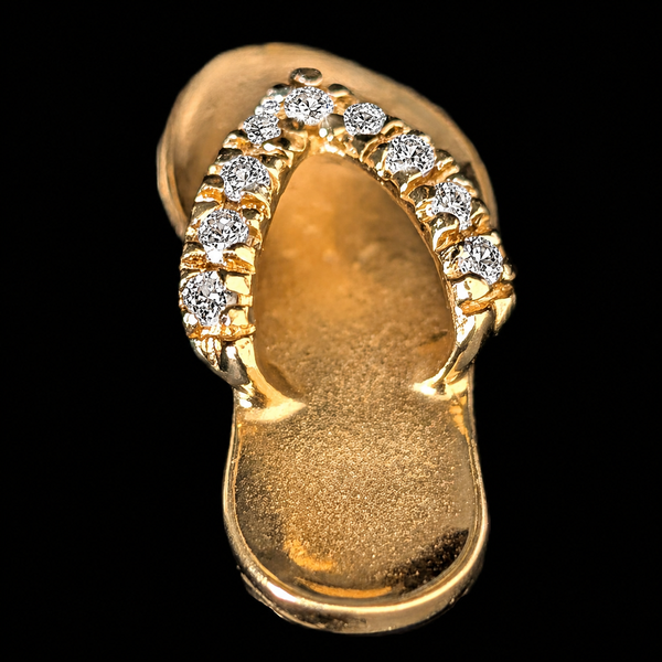 Estate Diamonds 14k Yellow Gold Flip Flop Sandal Pendant Estate Jewelry Gift