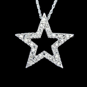 Estate Star Diamonds 10k White Gold Necklace Pendant on Chain Gift