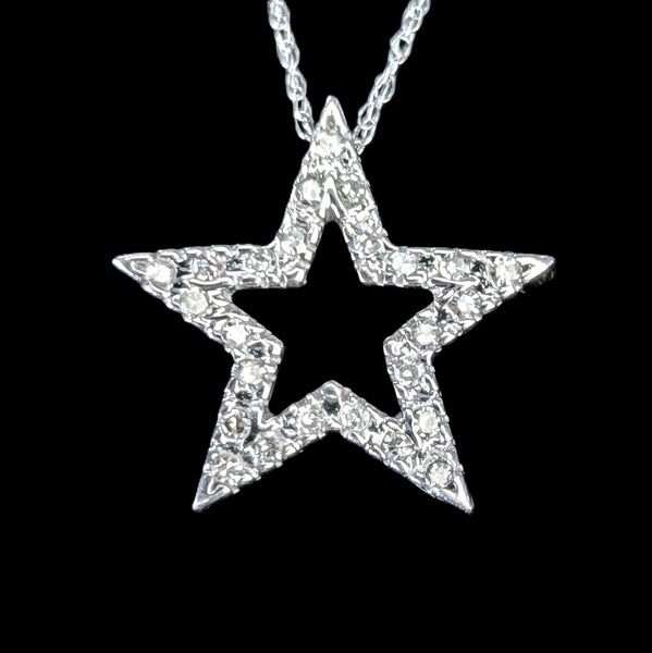 Estate Star Diamonds 10k White Gold Necklace Pendant on Chain Gift