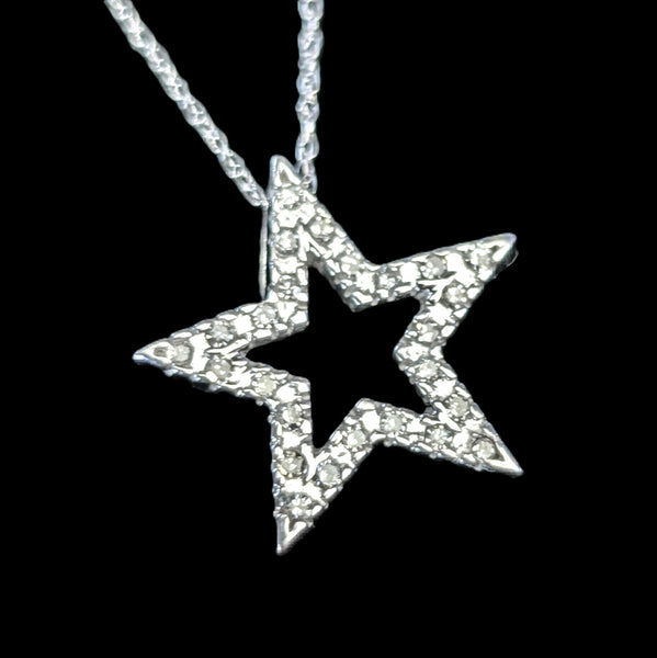Estate Star Diamonds 10k White Gold Necklace Pendant on Chain Gift