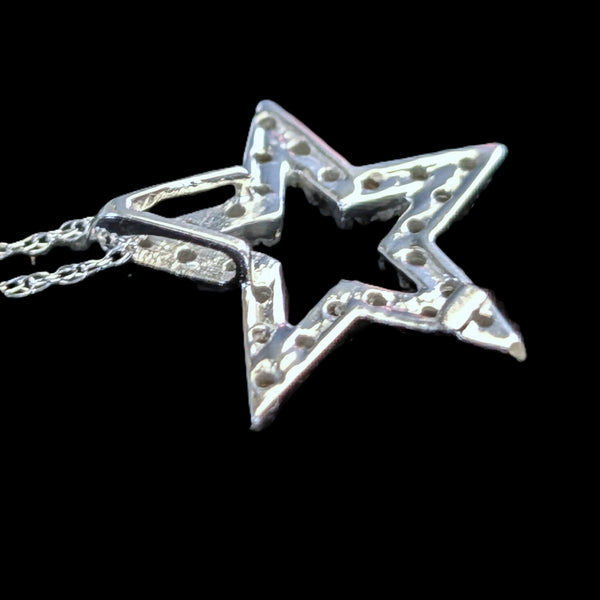 Estate Star Diamonds 10k White Gold Necklace Pendant on Chain Gift