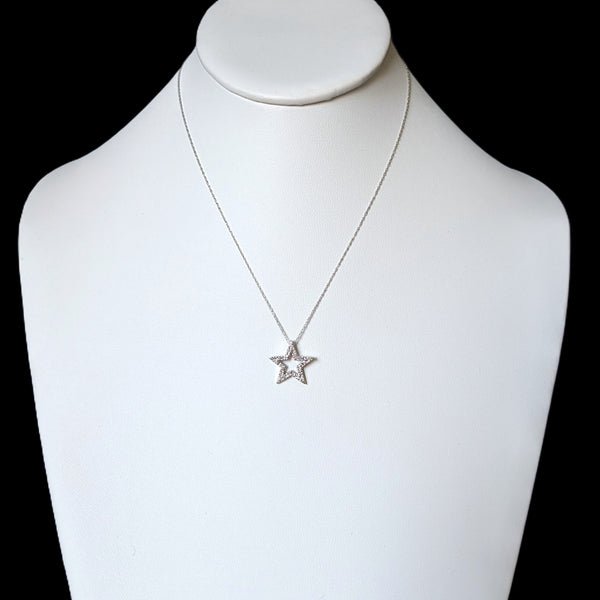 Estate Star Diamonds 10k White Gold Necklace Pendant on Chain Gift