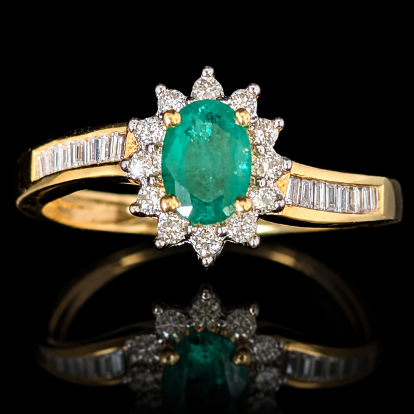 Vintage Emerald Diamonds 14k Yellow Gold Bypass Ring by East Arts Estate Sz 10.