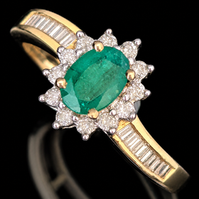 Vintage Emerald Diamonds 14k Yellow Gold Bypass Ring by East Arts Estate Sz 10.