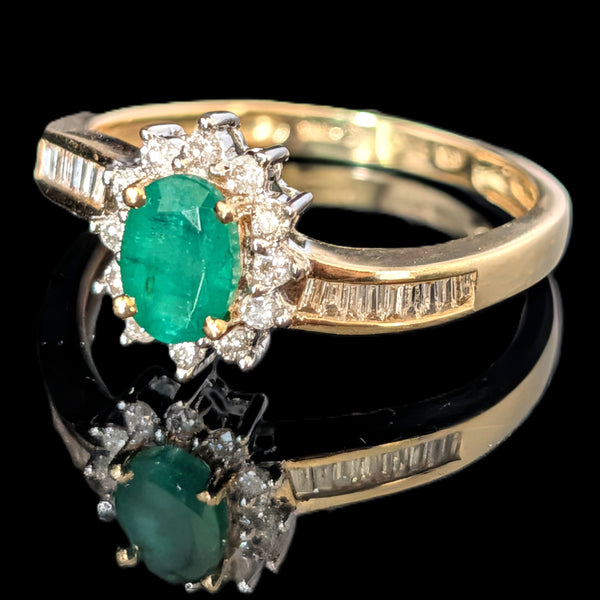 Vintage Emerald Diamonds 14k Yellow Gold Bypass Ring by East Arts Estate Sz 10.