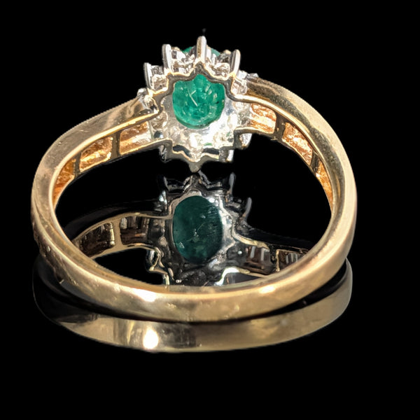 Vintage Emerald Diamonds 14k Yellow Gold Bypass Ring by East Arts Estate Sz 10.