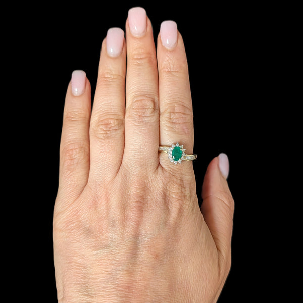 Vintage Emerald Diamonds 14k Yellow Gold Bypass Ring by East Arts Estate Sz 10.