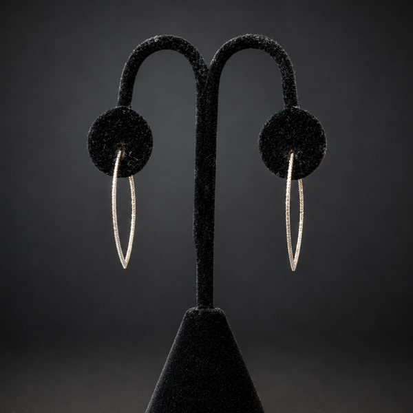 Estate Natural Diamonds 14k Yellow Gold Inside Out Elongated Hoop Earrings Gift