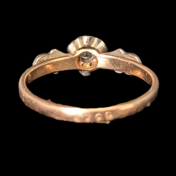 Vintage Diamond 14k Multi Tone Gold Ring Sweetheart Mount Engagement Ukraine Soviet