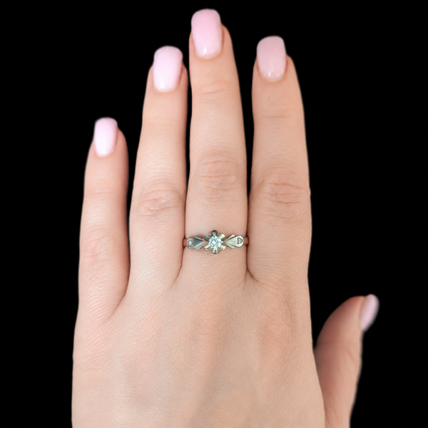 Vintage Diamond 14k Multi Tone Gold Ring Sweetheart Mount Engagement Ukraine Soviet