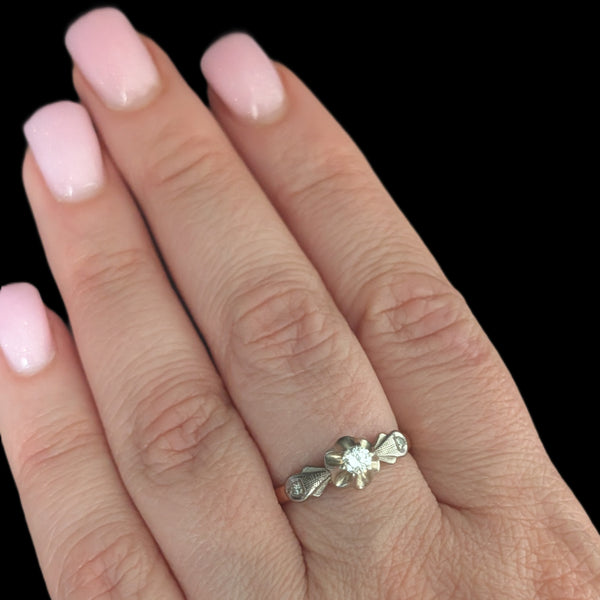 Vintage Diamond 14k Multi Tone Gold Ring Sweetheart Mount Engagement Ukraine Soviet