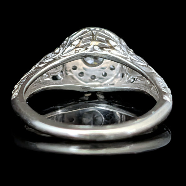 JABEL Vintage Diamonds 18k White Gold Fashion or Engagement Ring Retro Deco