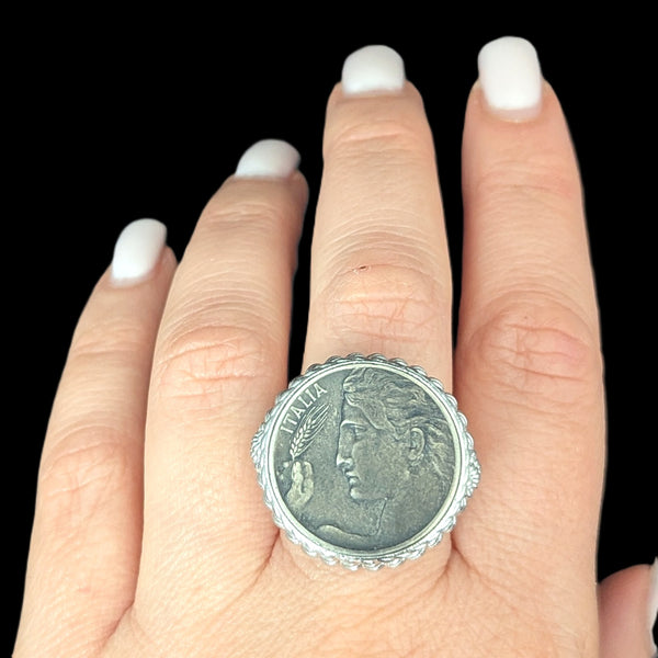 Elliston - Judith Ripka Italia Coin Ring Sterling Silver Estate