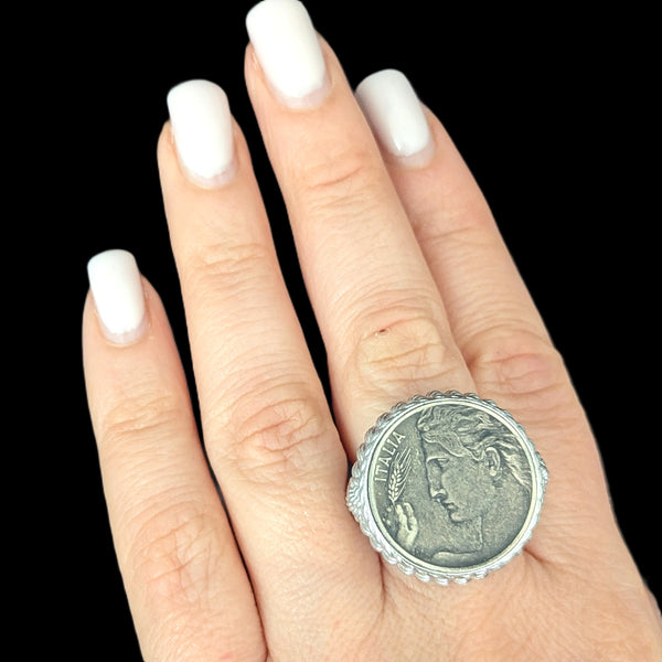 Elliston - Judith Ripka Italia Coin Ring Sterling Silver Estate