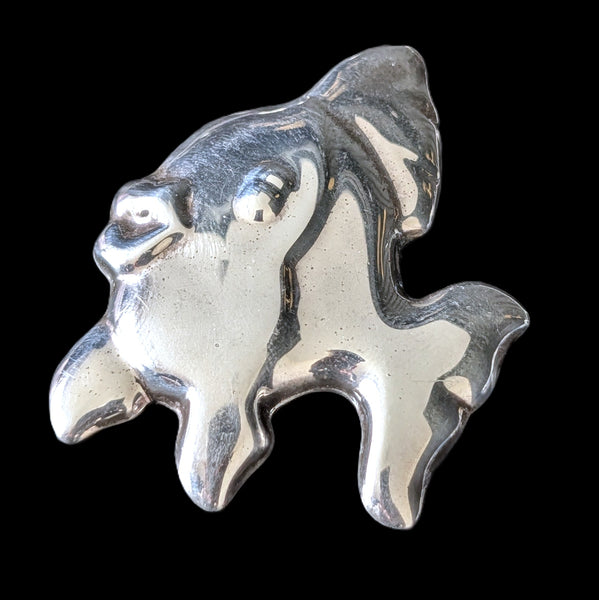 KABANA Happy Fish Brooch Vintage Sterling Silver 925 Pin Estate Signed Gift 2"