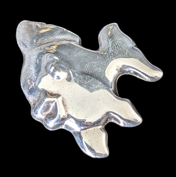 KABANA Happy Fish Brooch Vintage Sterling Silver 925 Pin Estate Signed Gift 2"