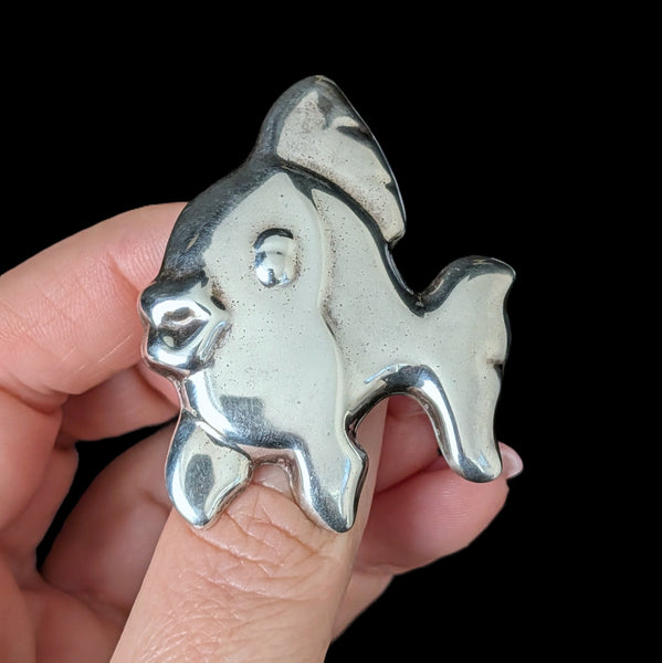 KABANA Happy Fish Brooch Vintage Sterling Silver 925 Pin Estate Signed Gift 2"