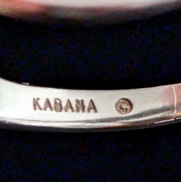 KABANA Vintage Pear Cut Amethyst Enamel 10k Yellow Gold Cocktail Ring Floral